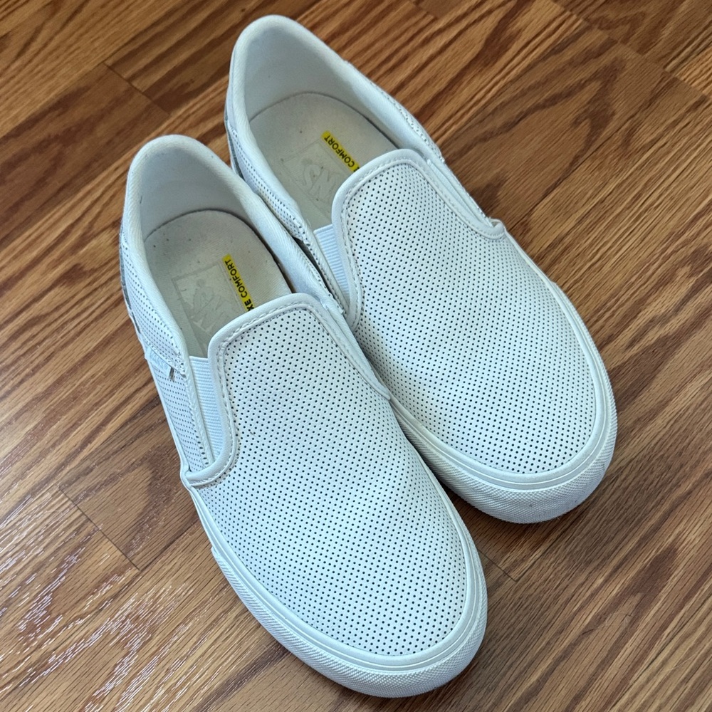 Vans Women's White Perforated Slip-On Sneakers